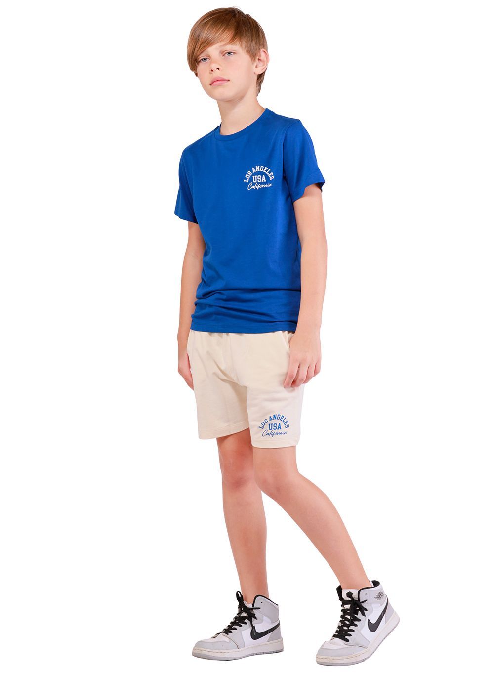 Nuego - 2pc-Set - Boys Printed T-Shirt And Shorts - Blue/Off White