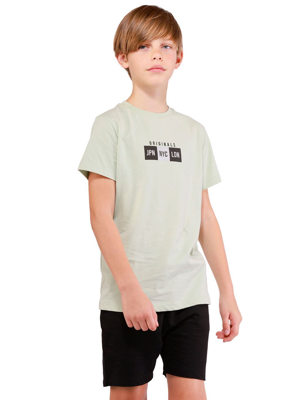 Nuego - Printed Boys Cotton T-Shirt & Short - Black & Green