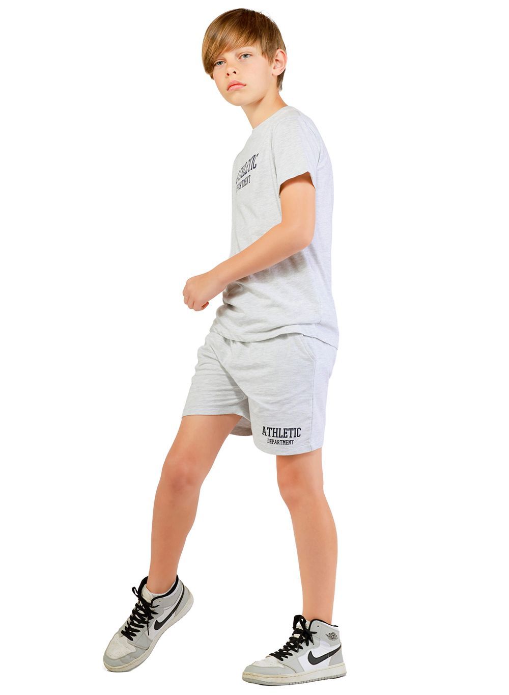 Nuego - Printed Boys Cotton T-Shirt & Short - Grey