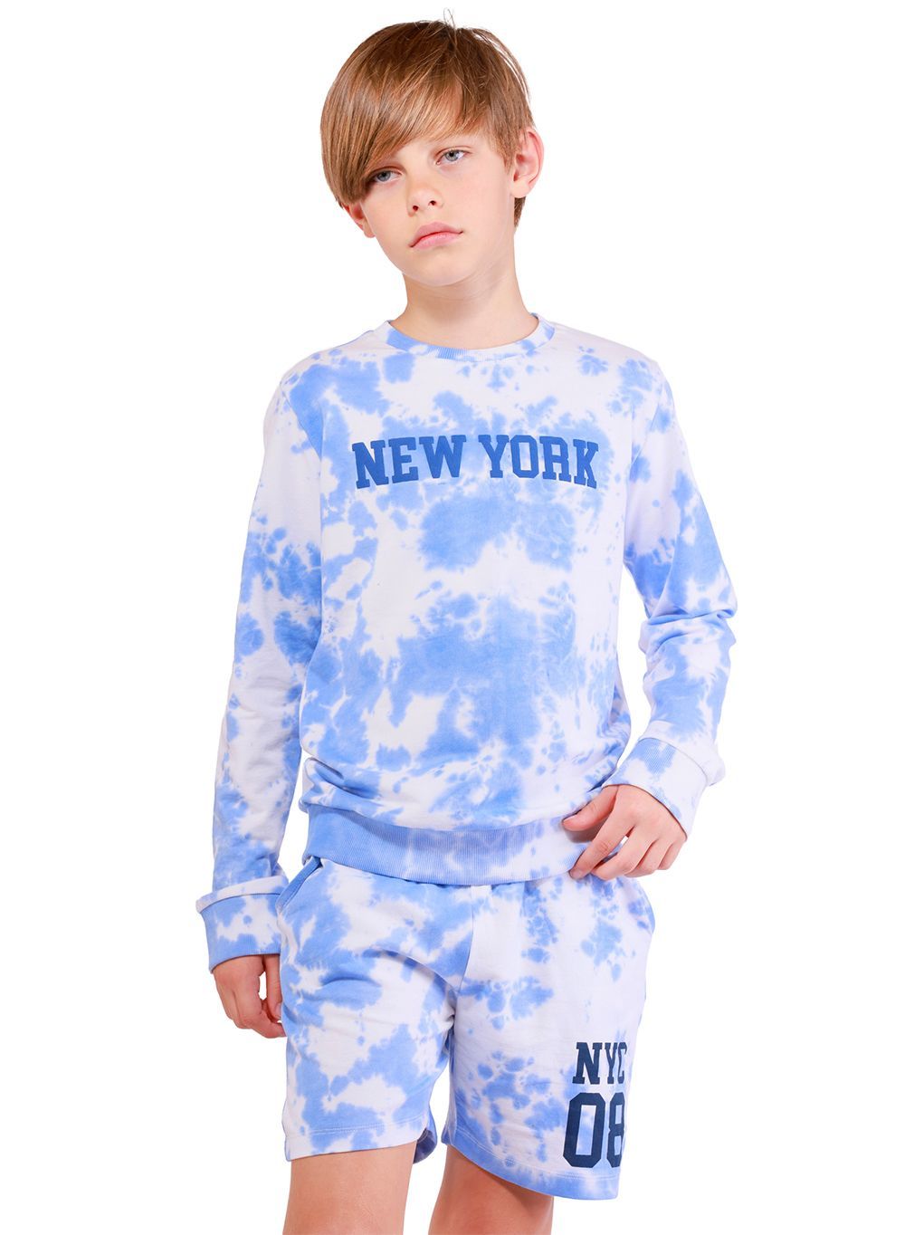 Nuego - Tie & Dye Printed Boys Cotton Sweatshirt - Blue