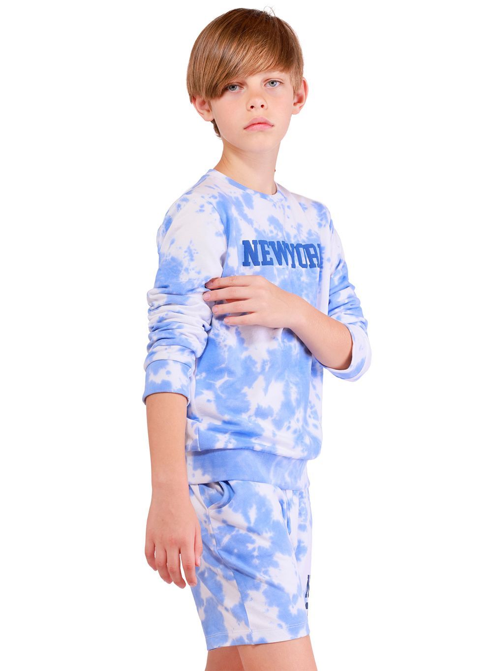 Nuego - Tie & Dye Printed Boys Cotton Sweatshirt - Blue