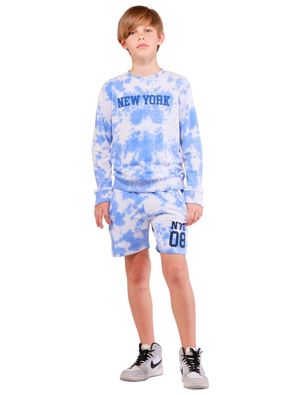 Nuego - Tie & Dye Printed Boys Cotton Sweatshirt - Blue