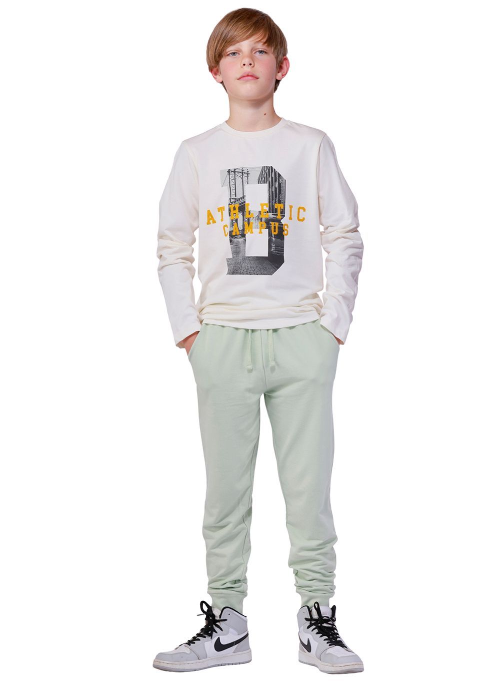 Nuego - Printed Long Sleeves T-Shirt - Off White