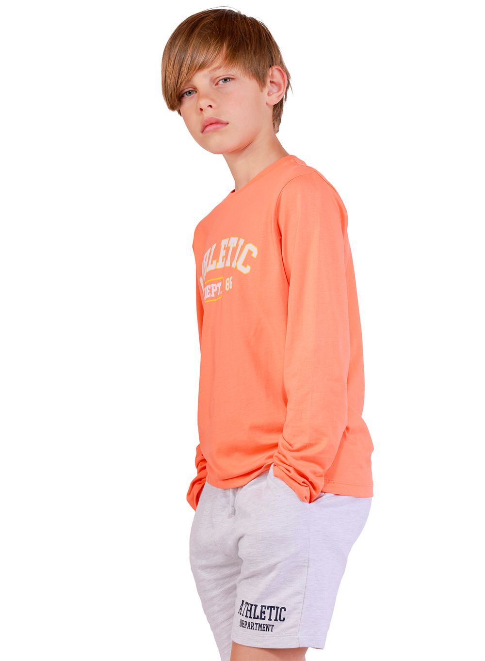 Nuego - Long Sleeves Printed T-Shirt - Orange