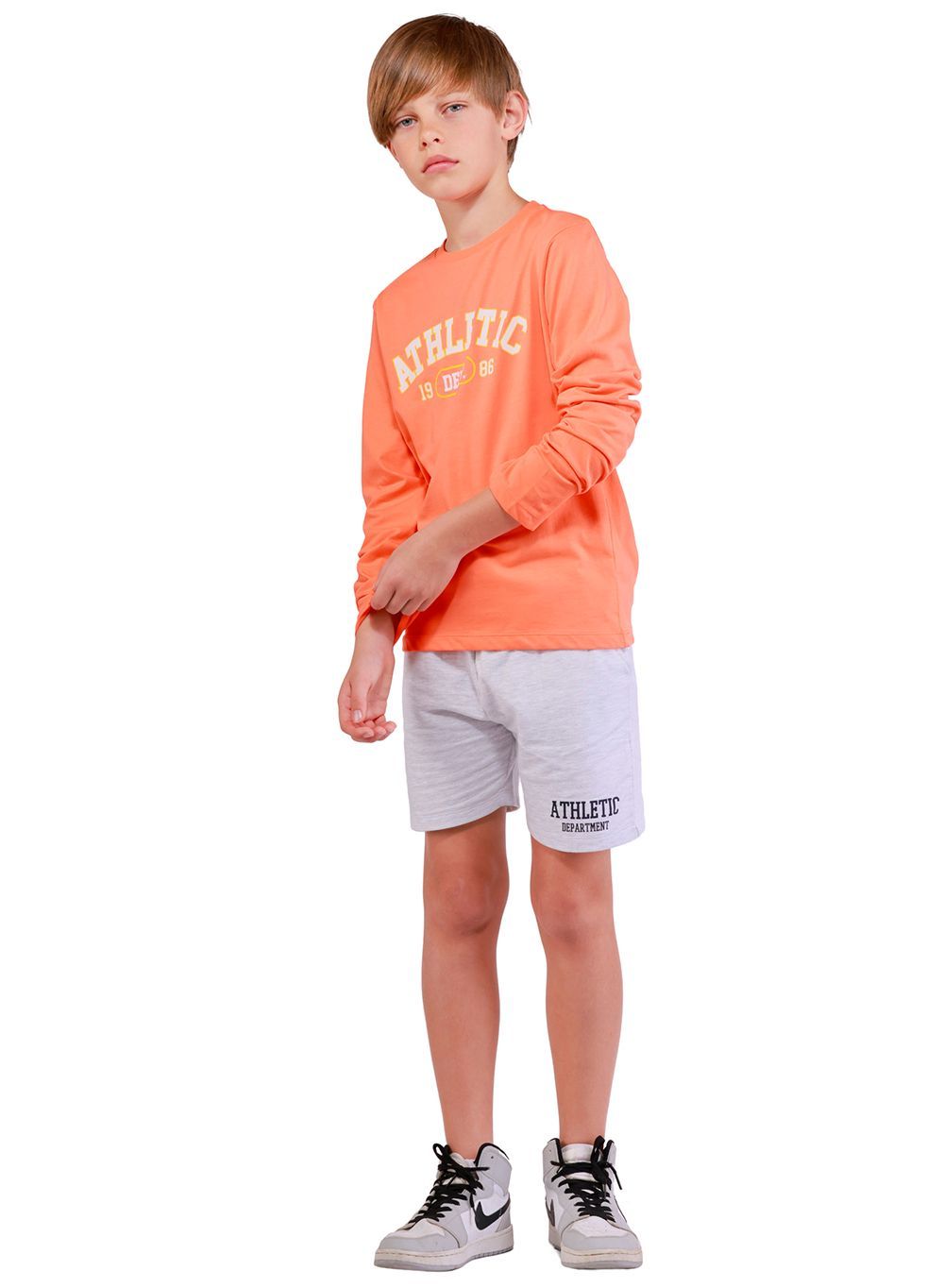 Nuego - Long Sleeves Printed T-Shirt - Orange