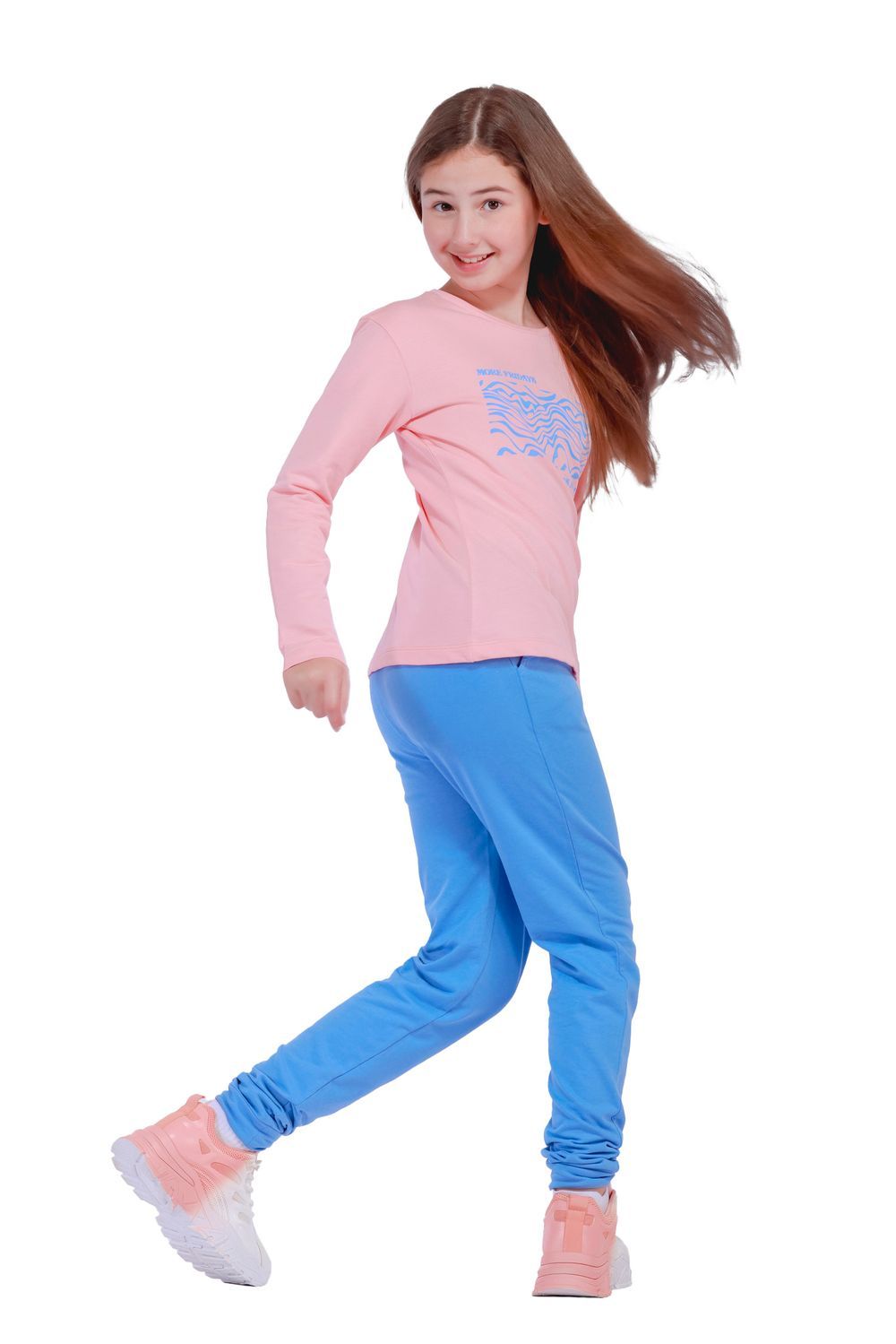 Nuego - Kids Girl T-Shirt and Joggers Set - Blue & Pink