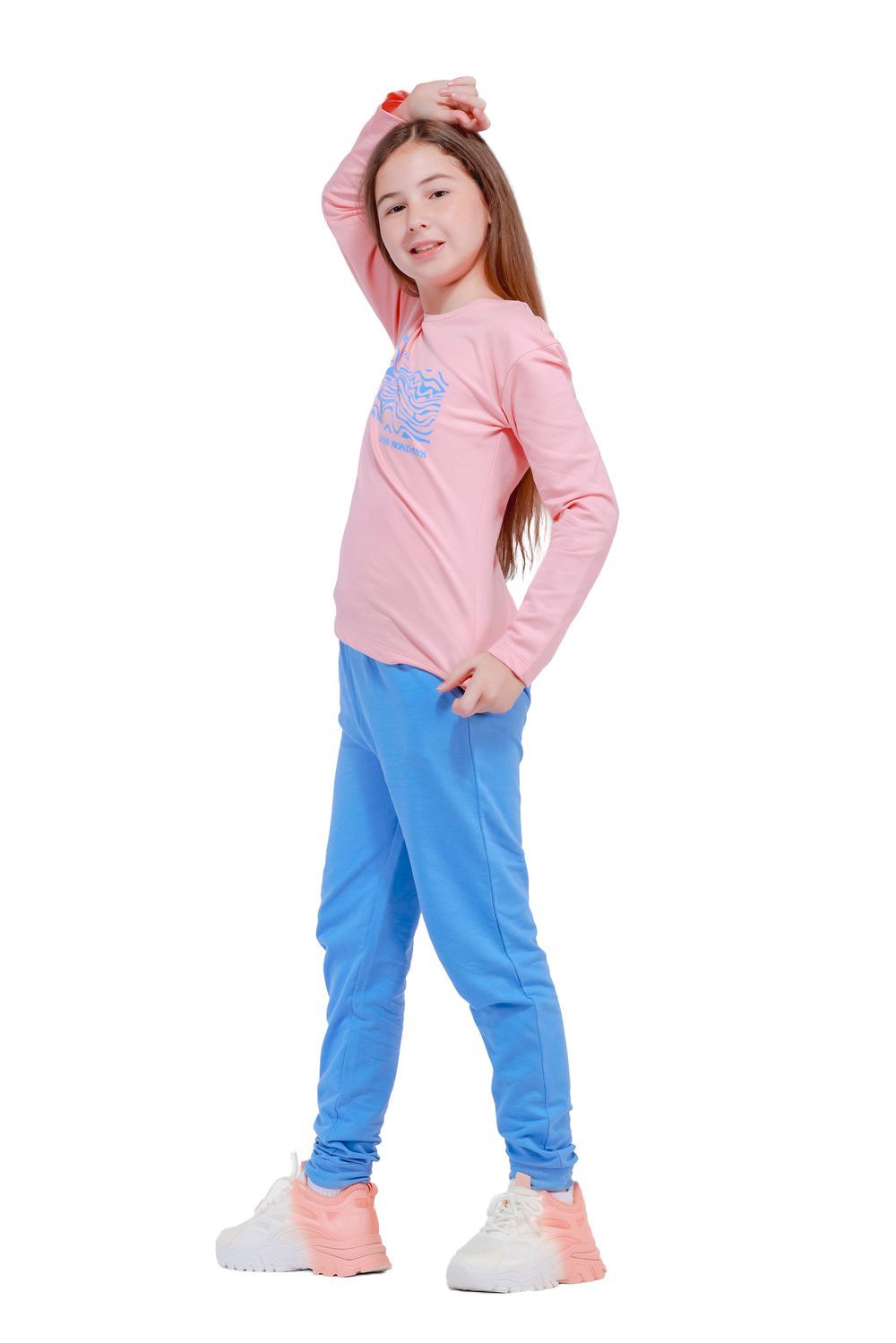 Nuego - Kids Girl T-Shirt and Joggers Set - Blue & Pink