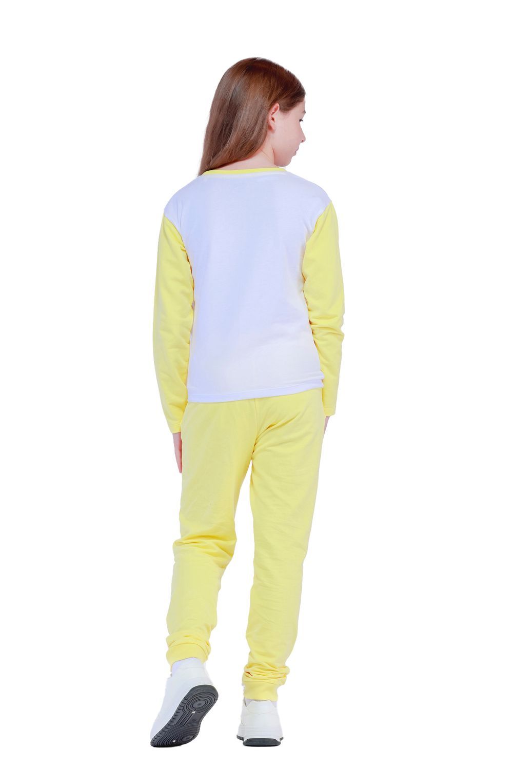 Nuego - Kids Girl T-Shirt and Joggers Set - Yellow & White