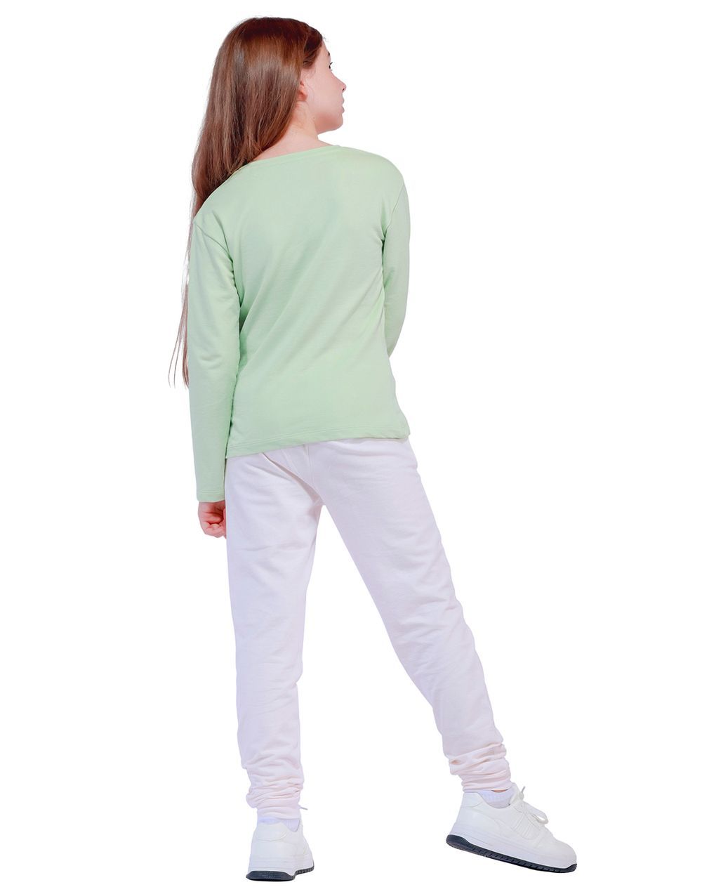 Nuego - Kids Girl T-Shirt and Joggers Set - Green & White