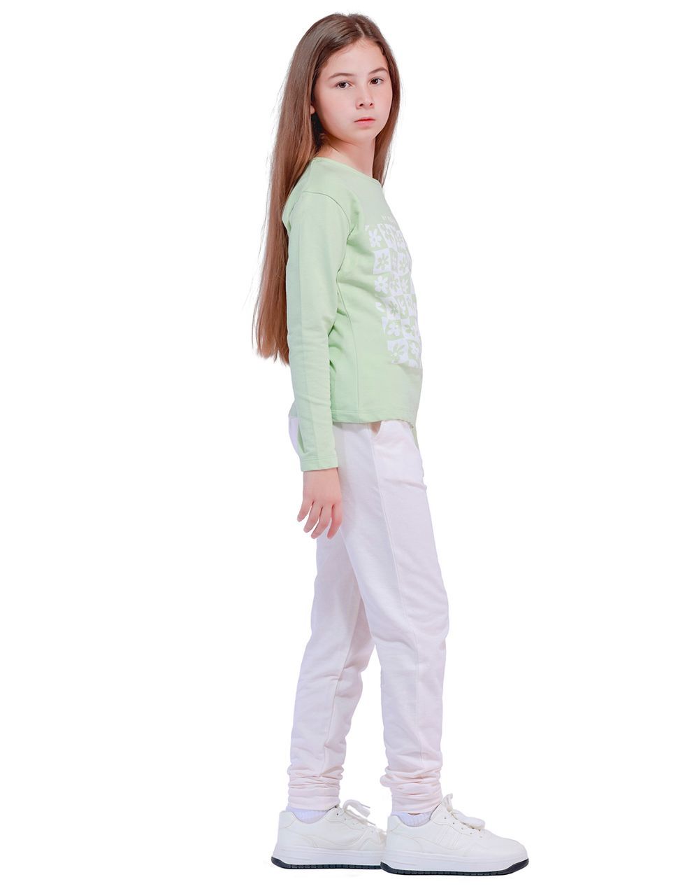 Nuego - Kids Girl T-Shirt and Joggers Set - Green & White