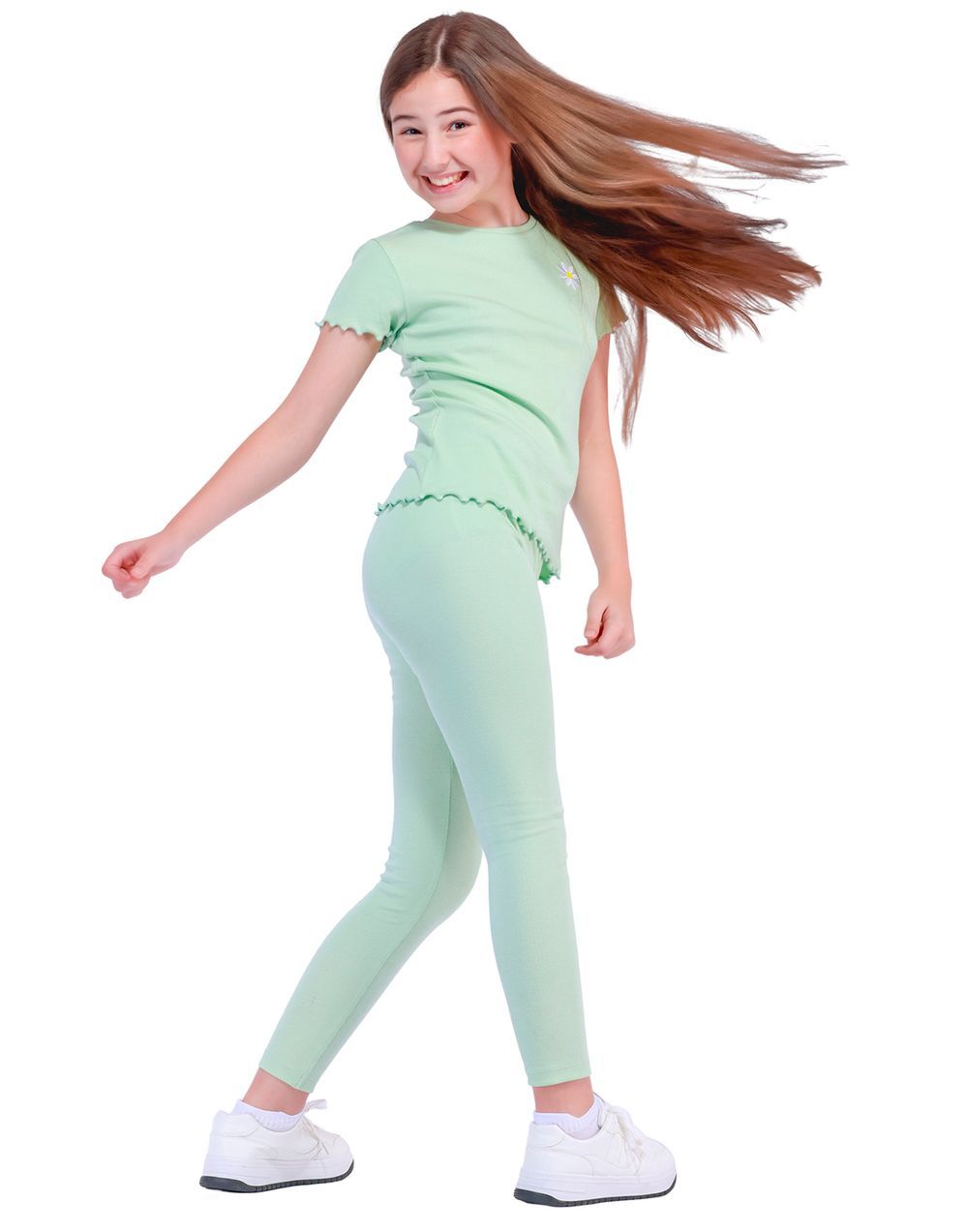 Nuego - Kids Girl T-Shirt and Leggings Set - Green