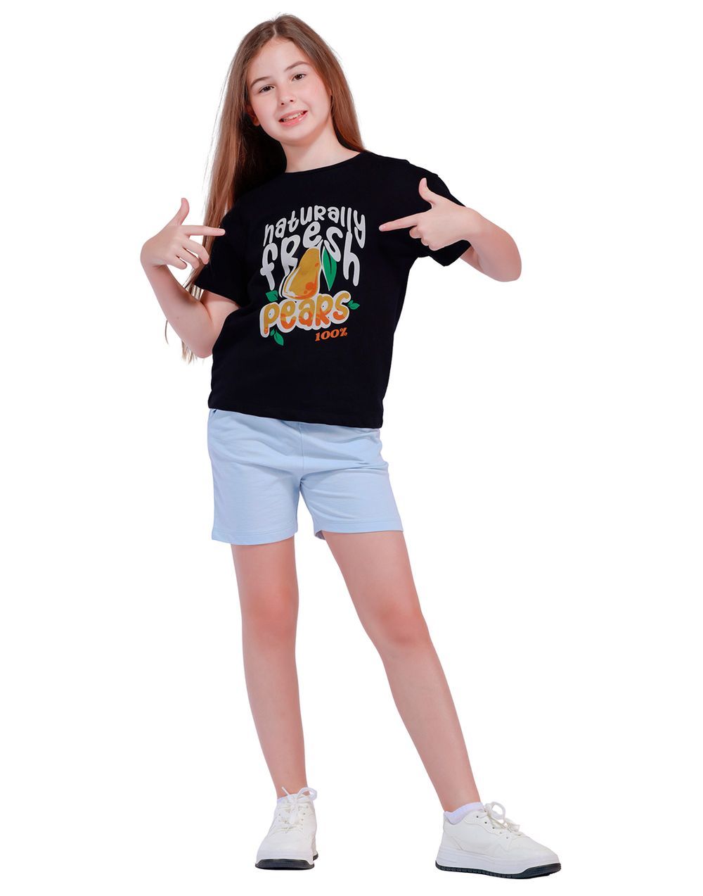 Nuego - Kids Girl Tee & Shorts Sets - Black & Blue