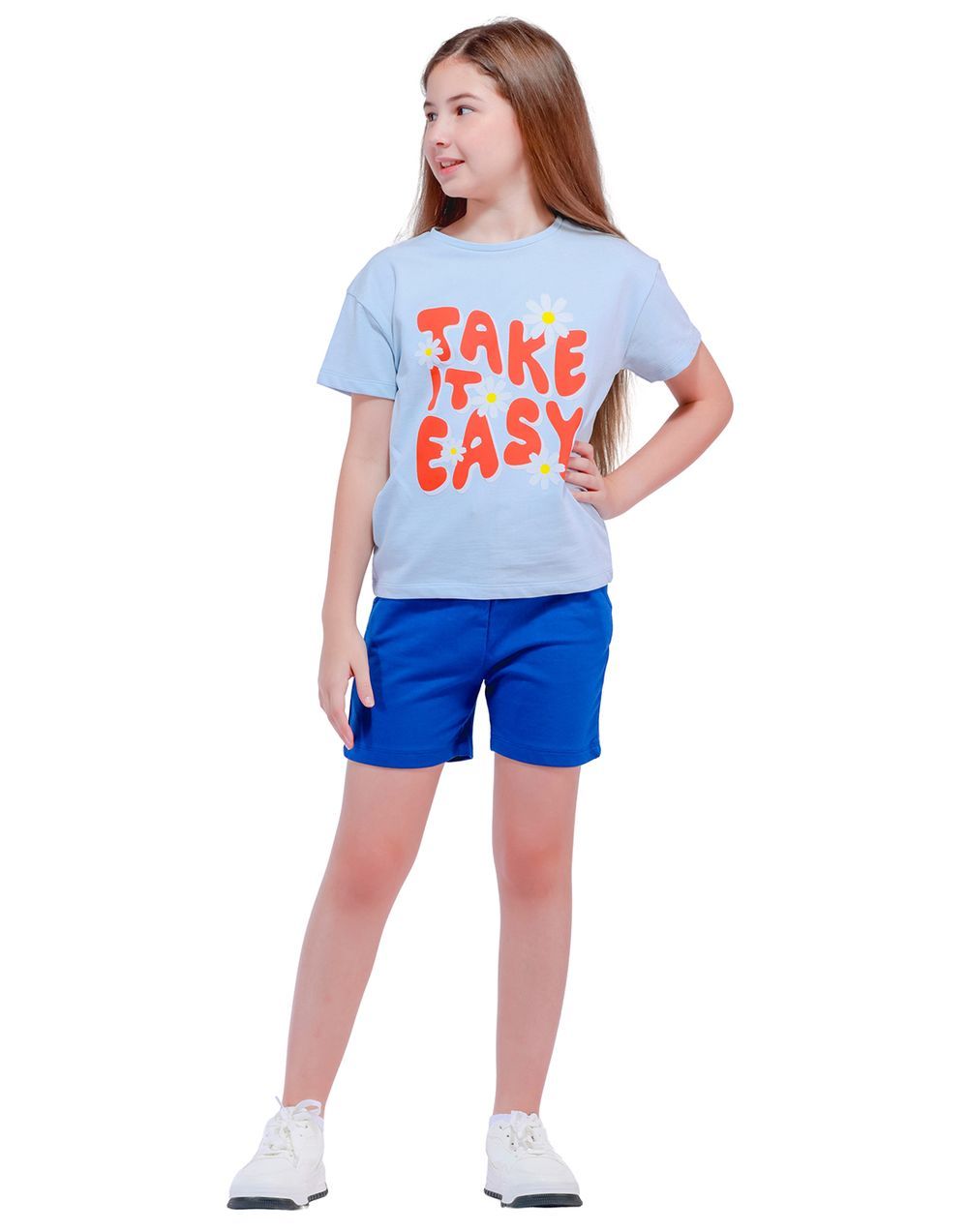 Nuego - Kids Girl Tee & Shorts Sets - Blue