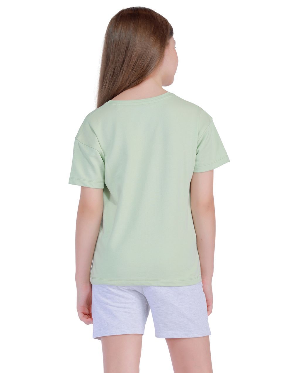 Nuego - Kids Girl Tee & Shorts Sets - Green & Grey