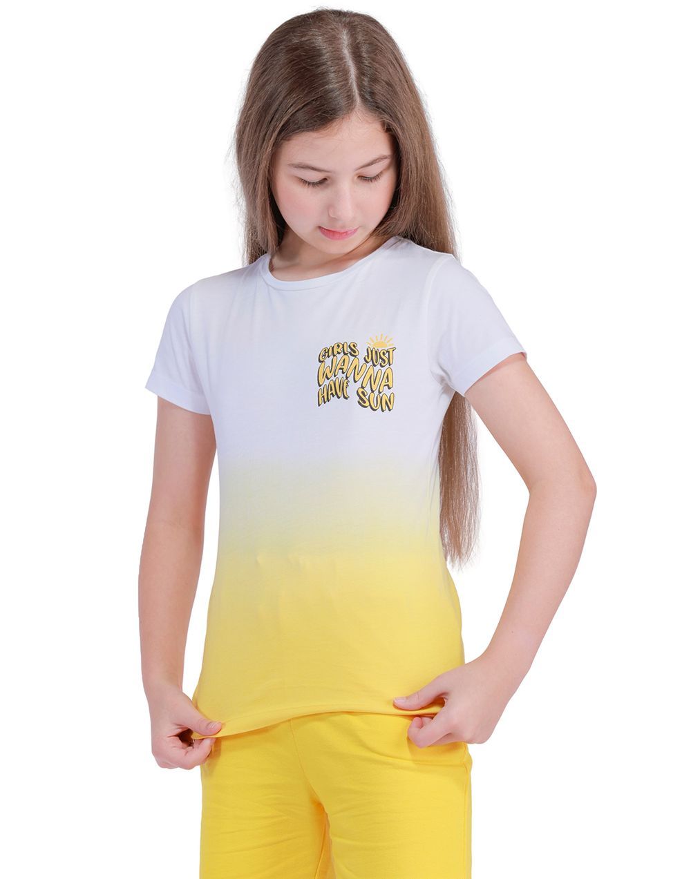 Nuego - Kids Girl Tops Tee & Shorts Set - Yellow