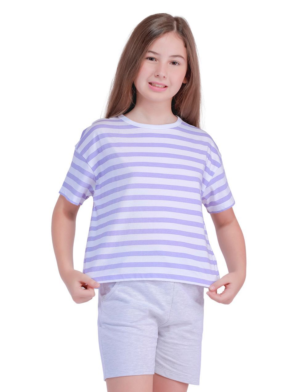 Nuego - Kids Girl Top - Stripped - Purple