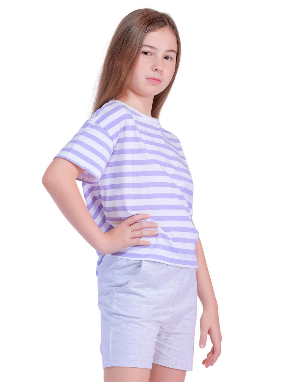 Nuego - Kids Girl Top - Stripped - Purple