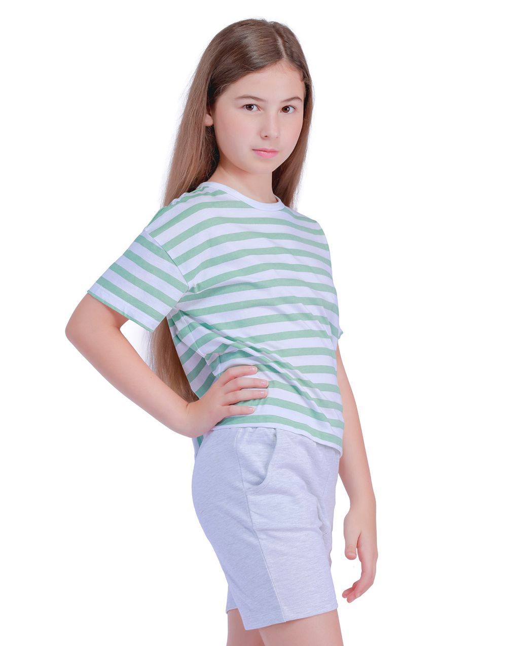 Nuego - Kids Girl Top - Stripped - Green