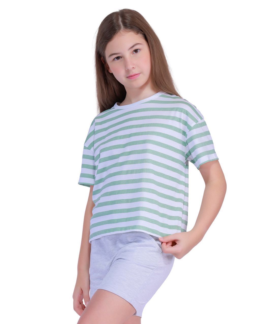 Nuego - Kids Girl Top - Stripped - Green