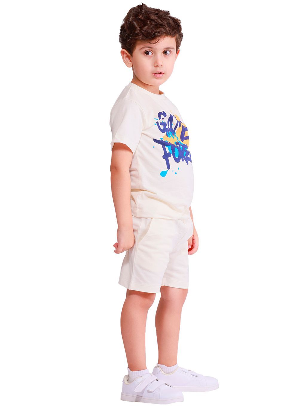 Nuego - 2pc-Set - Boy's Games Forever Printed T-Shirt And Shorts - White