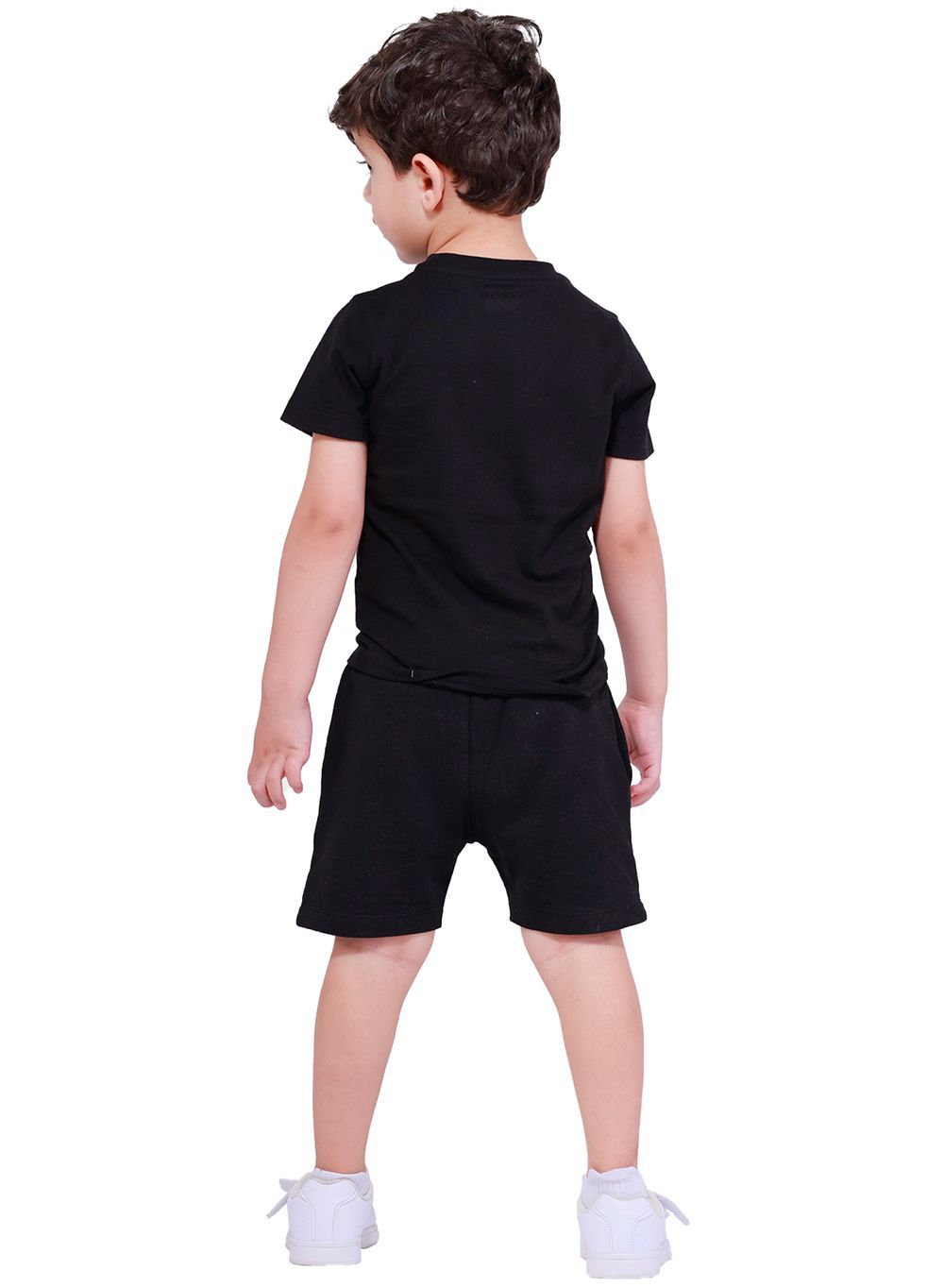 Nuego - 2pc-Set - Boy's Racing Circuit Printed T-Shirt And Shorts - Black