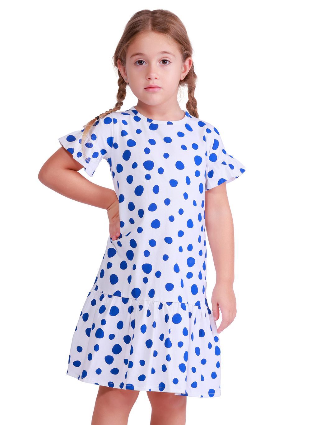 Nuego - Girl's Polka Dot Midi Dress - White