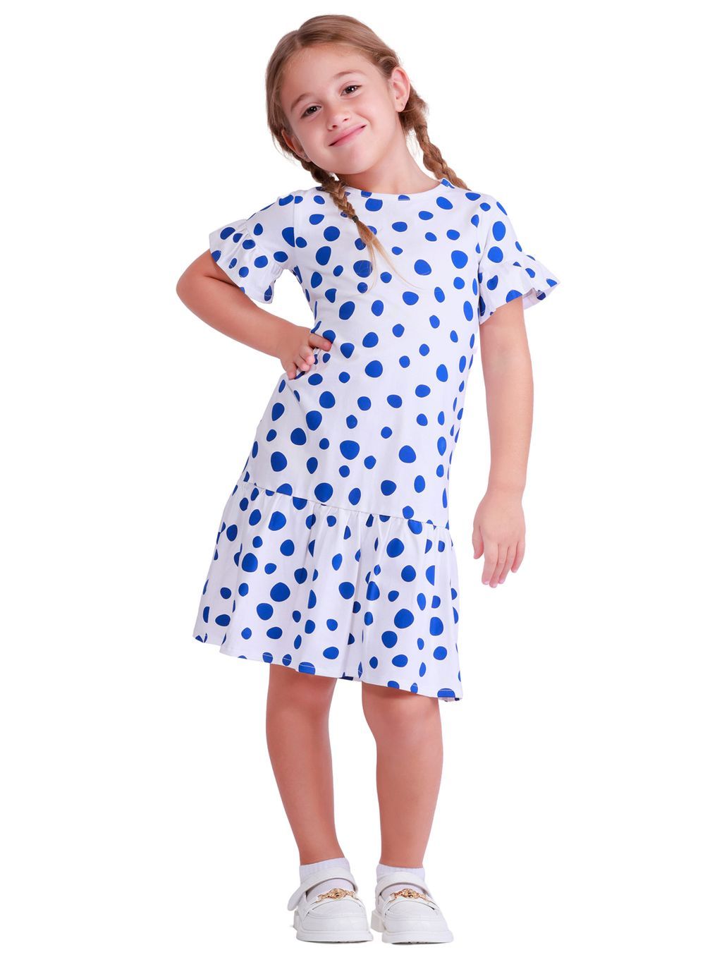 Nuego - Girl's Polka Dot Midi Dress - White