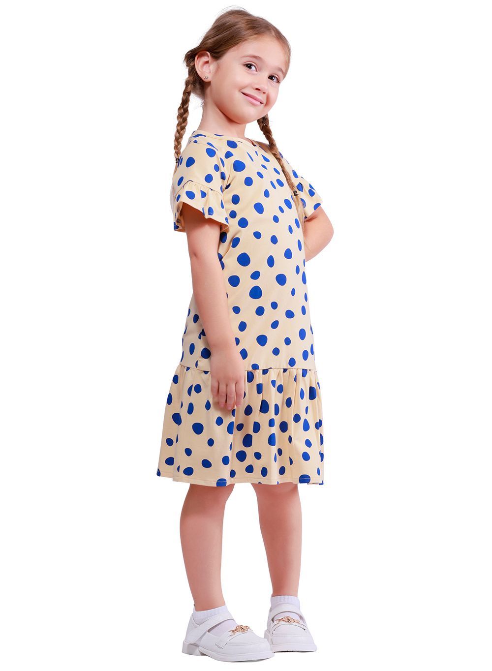 Nuego - Girl's Polka Dot Midi Dress - Brown