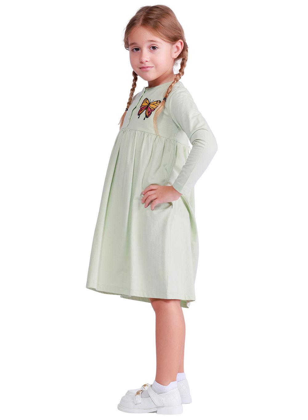 Nuego - Girl's Long Sleeve Midi Dress - Green