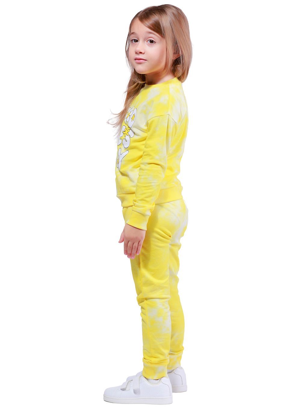 Nuego - 2pc-Set - Tie And Dye Girl's T-Shirt And Joggers - Yellow