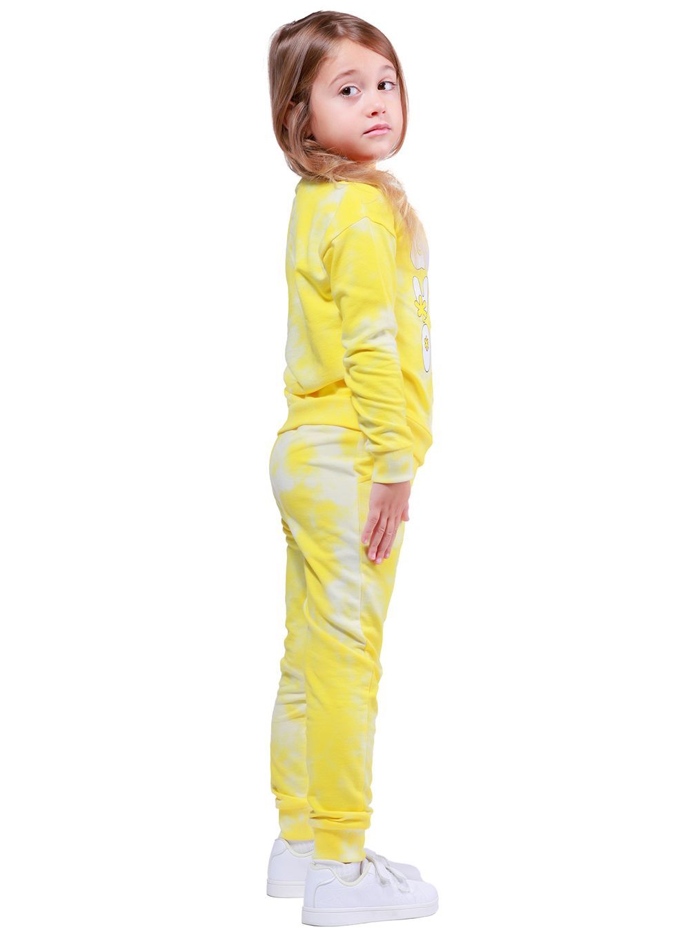 Nuego - 2pc-Set - Tie And Dye Girl's T-Shirt And Joggers - Yellow