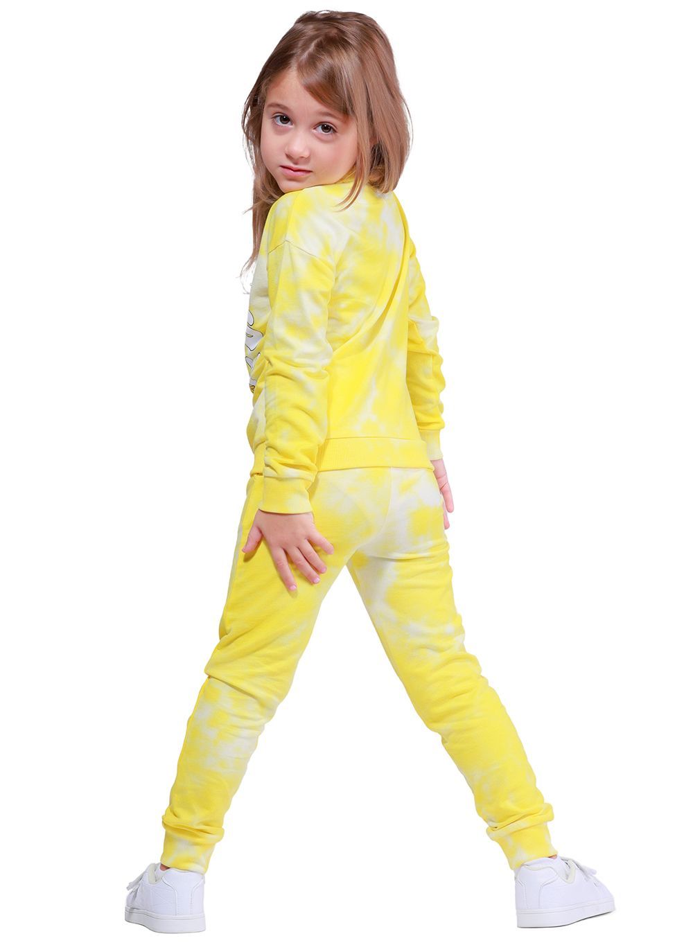 Nuego - 2pc-Set - Tie And Dye Girl's T-Shirt And Joggers - Yellow