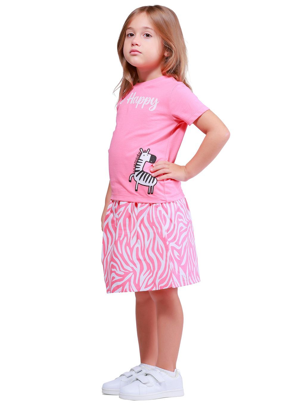 Nuego - 2pc-Set - Girl's Top And Skirt - Pink