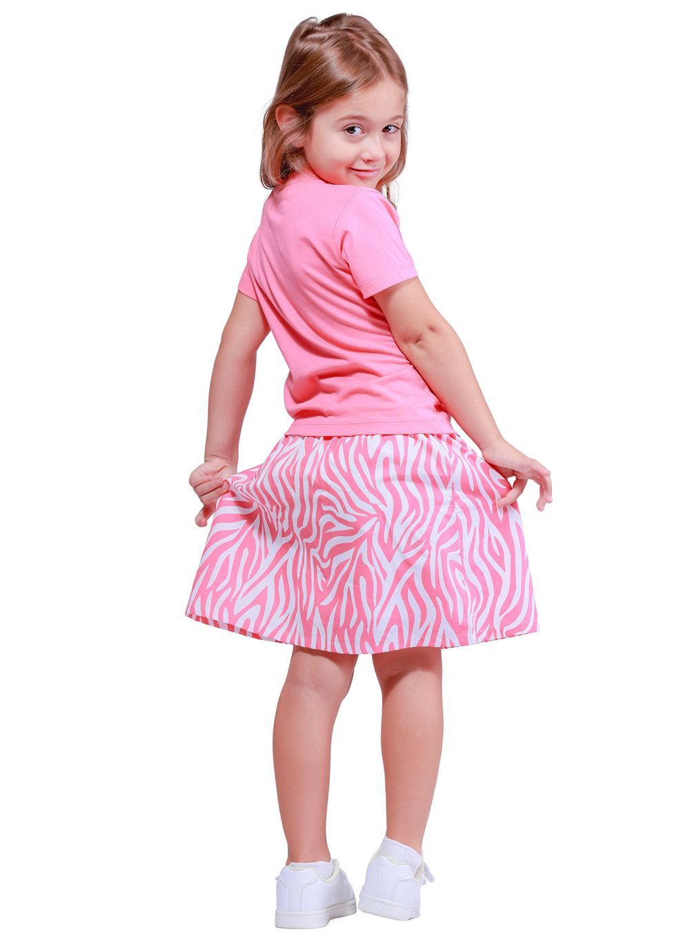 Nuego - 2pc-Set - Girl's Top And Skirt - Pink