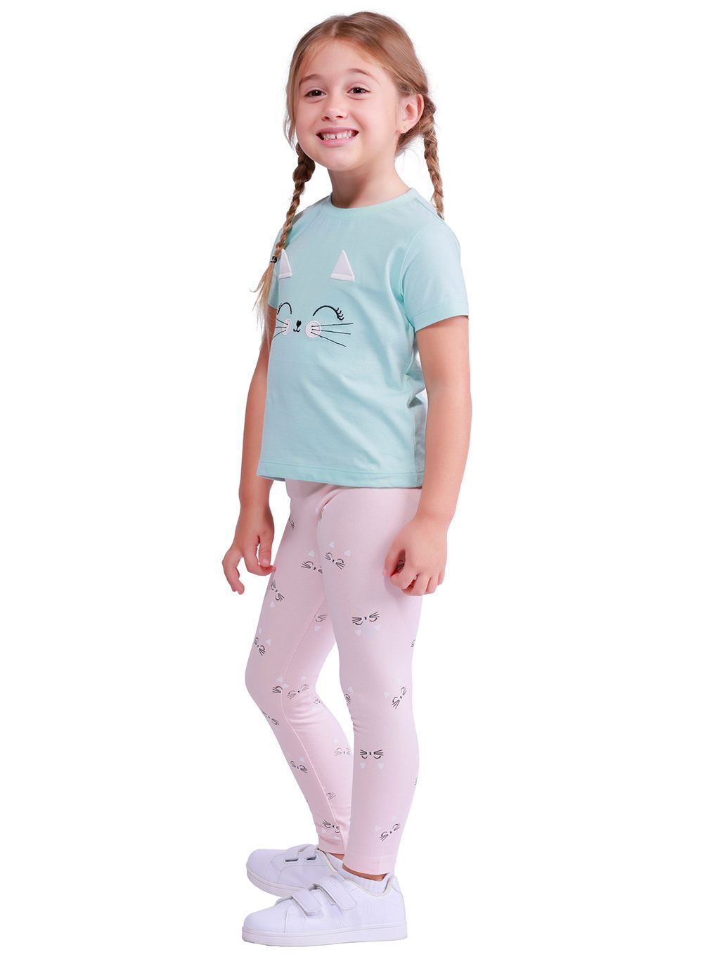 Nuego - 2pc-Set - Girl's Top And leggings - Green/Pink