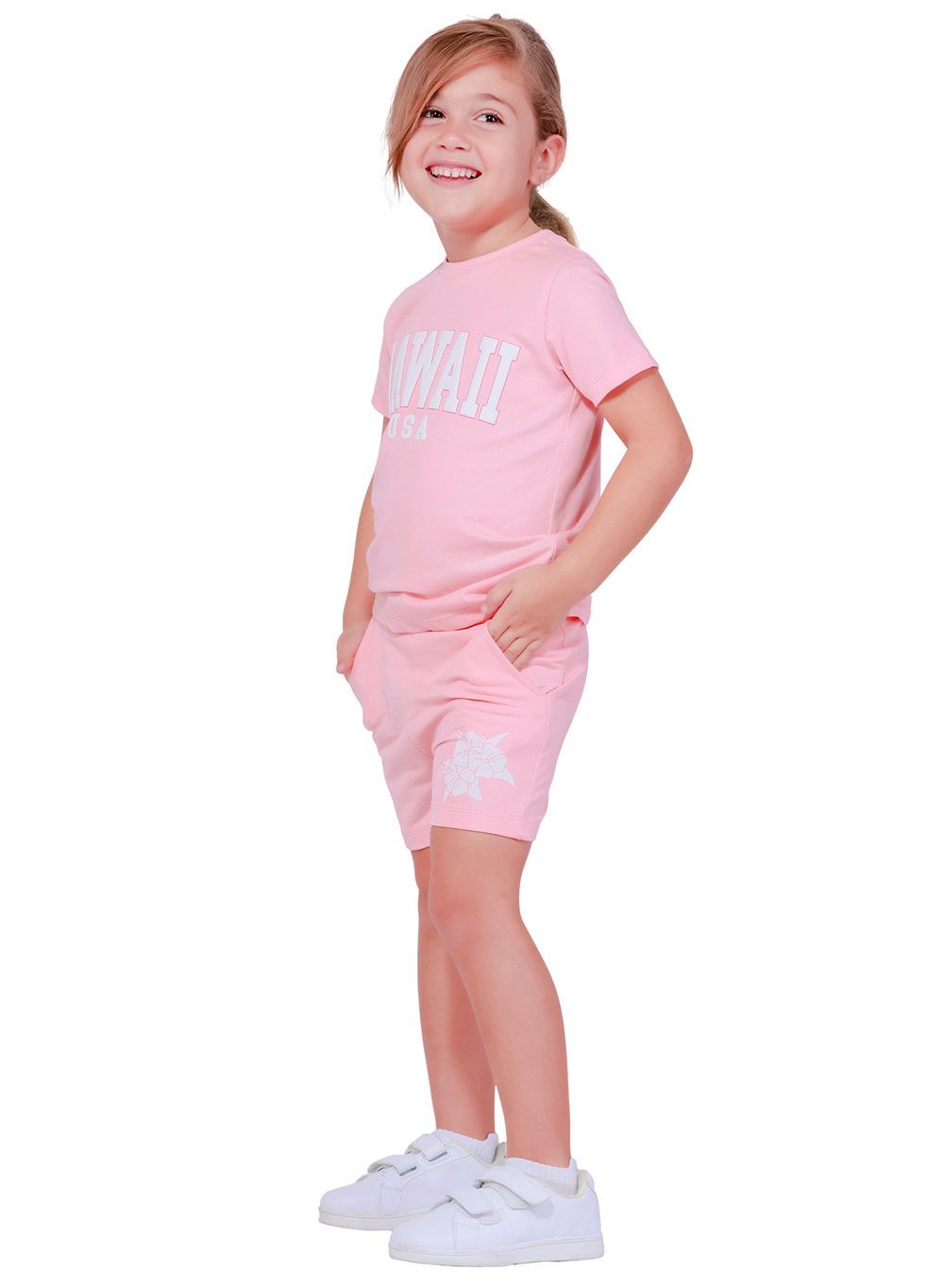 Nuego - Girls Cotton Tops & Shorts Set - Pink