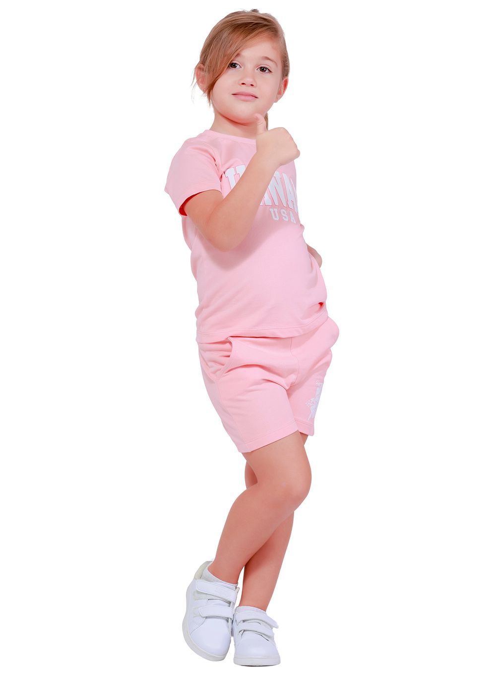 Nuego - Girls Cotton Tops & Shorts Set - Pink