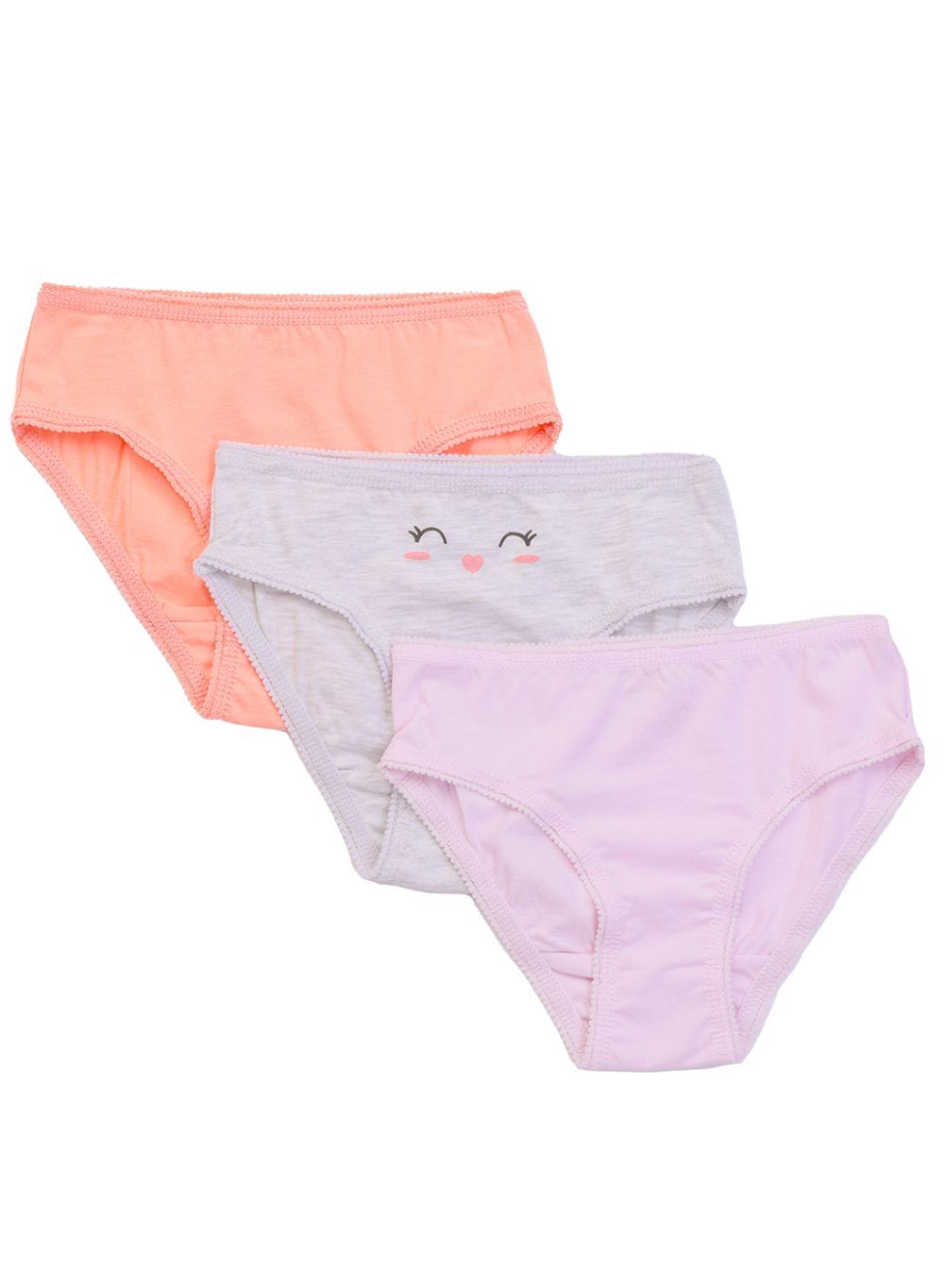 Nuego - Briefs Underwear for Little Girls - Purple, Grey & Orange - Pack of 3