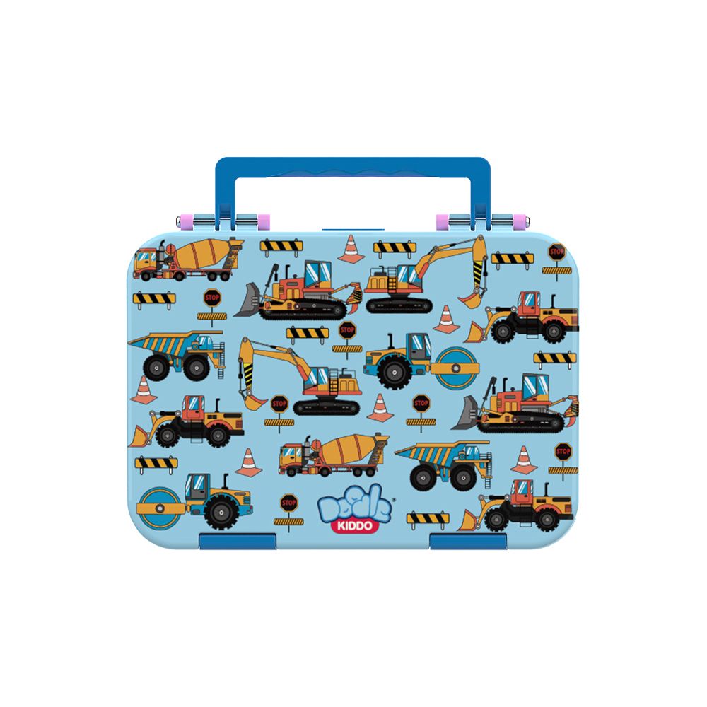 Doodle Kiddo - Cars And Truck 4 Compartment Bento Lunch Box - Blue