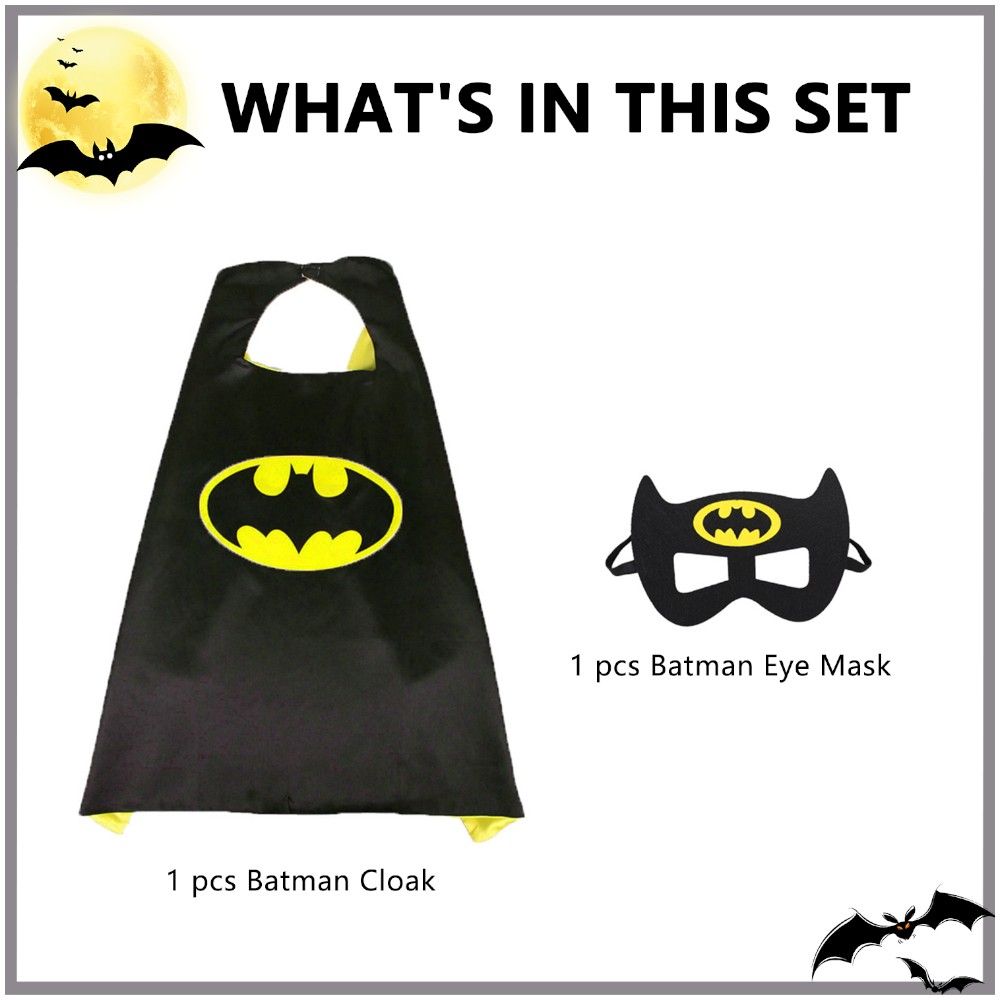 Doodle Kiddo - Batman Cape And Mask Halloween Costume - Black/Yellow