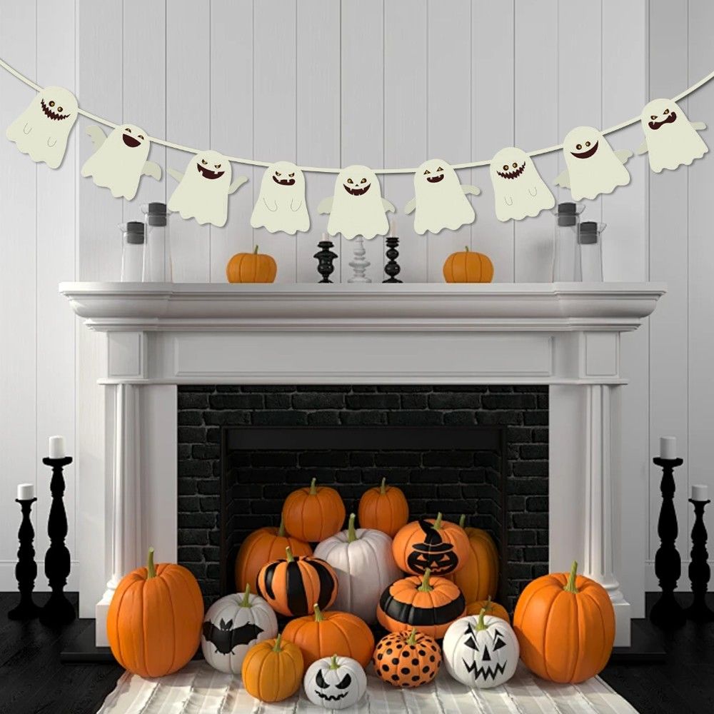 Doodle Kiddo - Adorable Ghost Halloween Banner - White