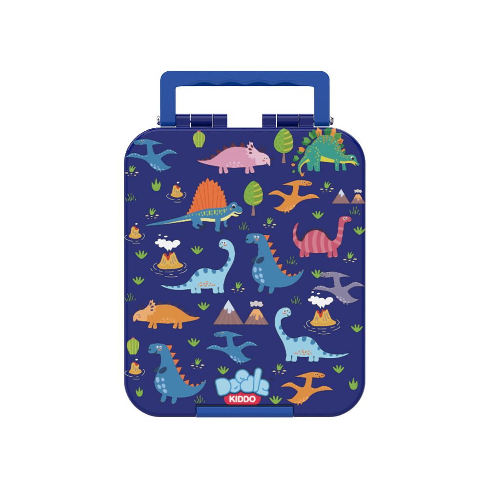 Doodle Kiddo - Dinosaur Bento Lunch Box With 4 Compartment - Blue