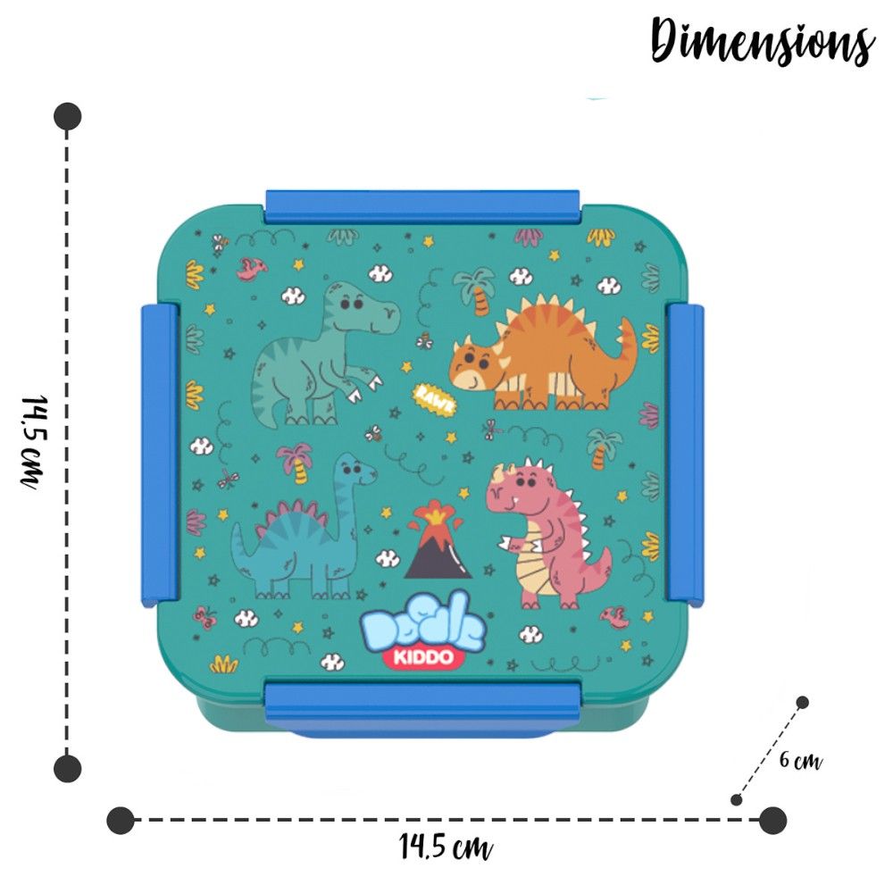 Doodle Kiddo - Dinosaur Themed Lunch Box - Green