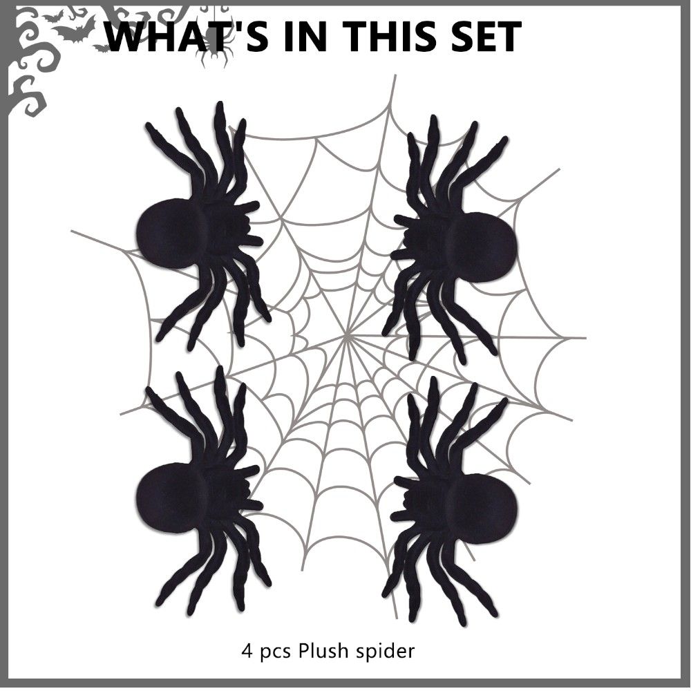 Doodle Kiddo - Realistic Fake Spider - Black - Pack of 4