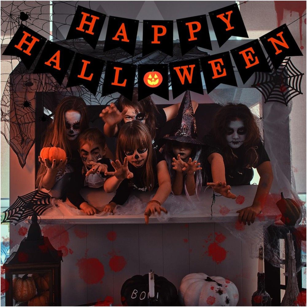 دودل كيدو - زينة هالوين للتعليق - Happy Halloween - أسود وبرتقالي