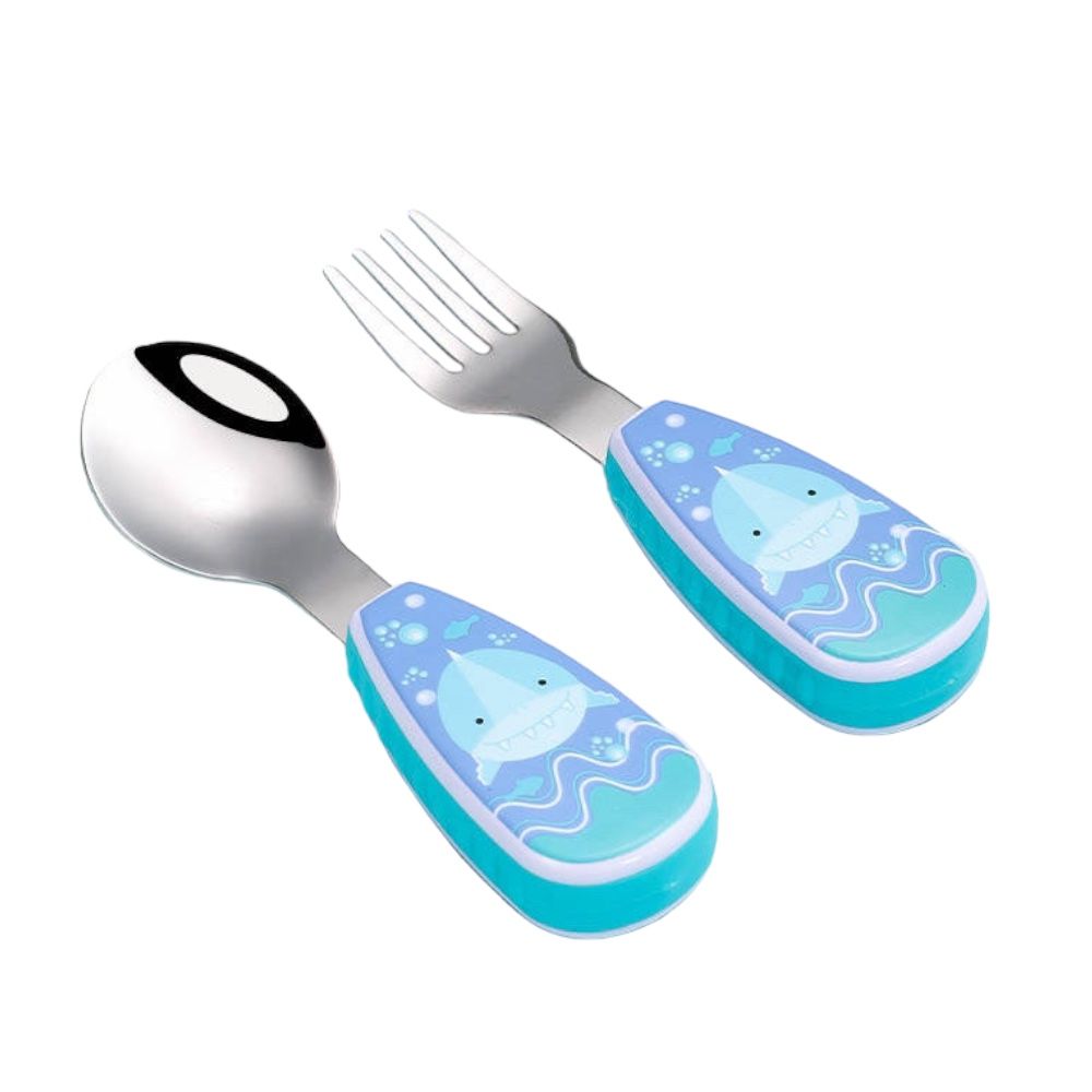 Doodle Kiddo - Kids Cutlery Set With Case - Shark - 2pcs