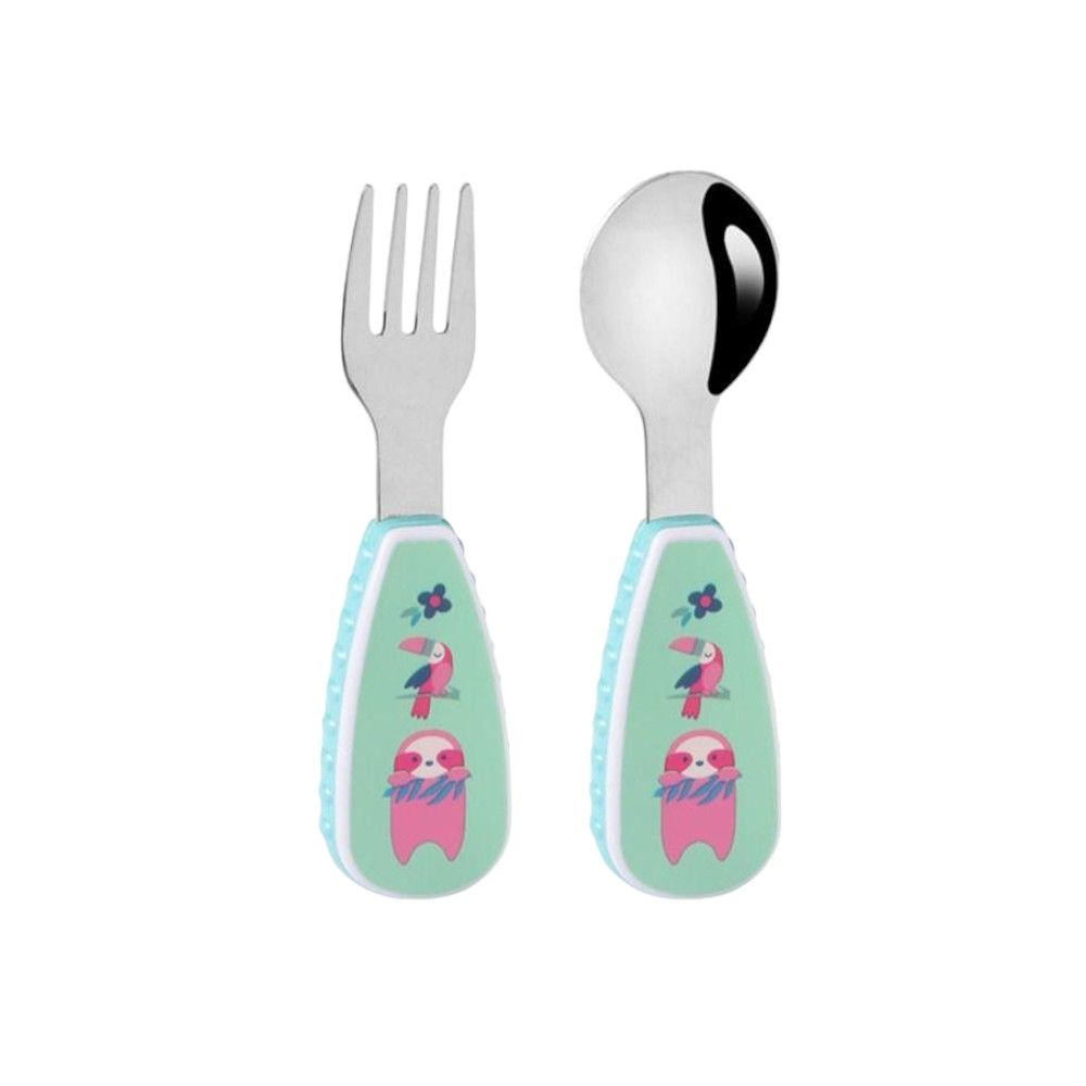 Doodle Kiddo - Kids Cutlery Set With Case - Sloth - 2pcs