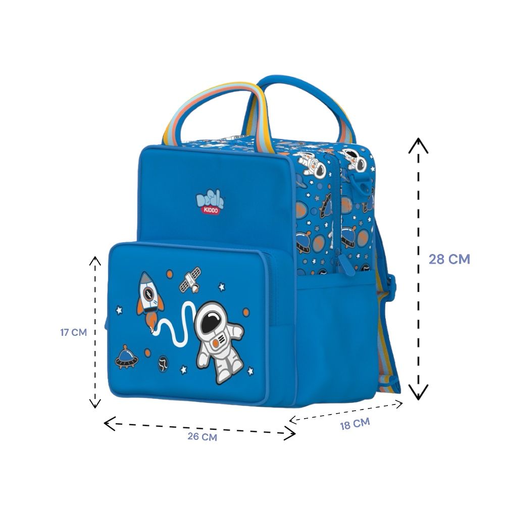 Doodle Kiddo - 2-in-1 Space Backpack Lunch Bag - Blue