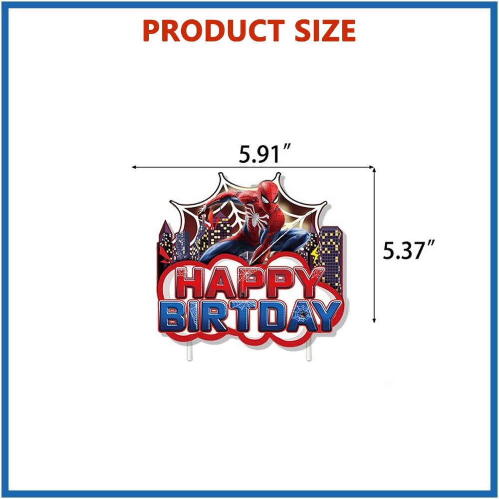 Doodle Kiddo - Spiderman Happy Birthday Cake Topper Set - Pack of 16