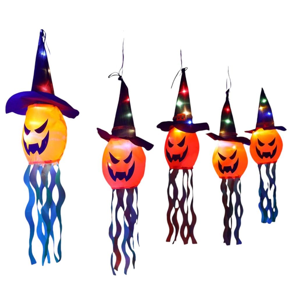 Doodle Kiddo - Witch Hat LED Pumpkin Lantern Lights - Pack of 5